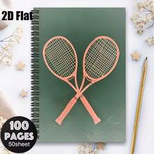 1pc Aesthetic Ball For Sports Spiral Notebook Journal, 1pc Gift For Sports Enthusiasts Writing Notebook Office Supplies Office Planner Tennis Table Tennis Themed For Sports Notebook - 1 Pack (50 Sheets/100 Pages) - View 5