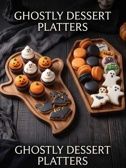 1PC Vintage Coffin‑Shape Gothic Tray, Halloween Harvest Back‑To‑School Party Tableware, Wooden Snack Dessert Plate, Fit For Gothic Birthday Occult Tea Party, Kitchen Accessories For Gifting