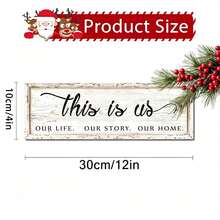 This Home, Our Warm Moments - Wooden Decorative Sign, Home Decor, Farmhouse Style Inspirational Art, Multi-Functional Room Decoration, English Text, Christmas And Holiday Gift - Rose Gold - View 3