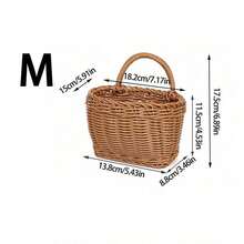 1pc Woven Hanging Basket Wall Mounted Storage Basket, Boho Rattan Hanging Wall Organizer For Plant Lovers, Space Saving Basket For Living Room Bathroom Kitchen Entryway, Hanging Decor Storage For Remote Control Sundries Accessories, Natural Farmhouse - View 11
