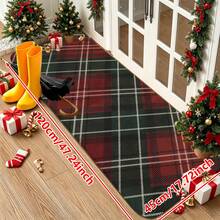 1/2/3pcs Christmas Theme Kitchen Rug, Flannel Kitchen Rug Red & Green Plaid Christmas Style, Comfortable Soft Absorbent Non-Slip, Machine Washable With Non-Slip Backing, Multi-Functional Home Mat Suitable For Doorway, Living Room, Bedroom, Kitchen, Dining Room, Bathroom, Laundry Room, Patio, Entryway, Holiday Home Decor - Multicolor - View 11