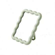 Yellow Wavy Border Photo Frame Display Box, Bedroom Nightstand Decor, Desktop Photo Frame, Coastal Style Wavy Photo Frame, Simple Mirror Can Be Used As Photo Frame, Art Display Photo Frame, Yellow Coastal Printed Mirror Can Be Used As Photo Frame, K-Pop Star Card Photo Album - Multicolor - View 16