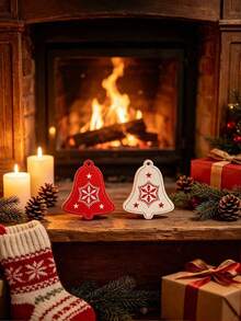 50pcs/Set Dekorasi Lonceng Natal, Gantung, Cocok untuk Pohon Natal, Tangga dan Dinding Halaman, Sempurna untuk Dekorasi Liburan, Pembungkus Kado Pesta, Menciptakan Suasana Musim Dingin atau Tahun Baru yang Nyaman - Merah dan putih Natal - View 6