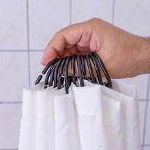 Set Of 24 Plastic Shower Curtain Hooks In Black, Inner Size 4.6 X 2.9 Cm, C‑Ring Fasteners For Hanging Shower Curtains - 24 Pcs - View 7