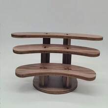1st Tier 3-Layer Vintage Solid Wood Desktop Perfume & Cosmetic Organizer, Rustic Style Solid Wood Makeup Organizer, Skincare, Jewelry, Perfume, Vanity Display Rack, Luxury Countertop Bathroom Bedroom Vanity Desktop Storage Rack, Home Decor Gift - Coffee Brown - View 6