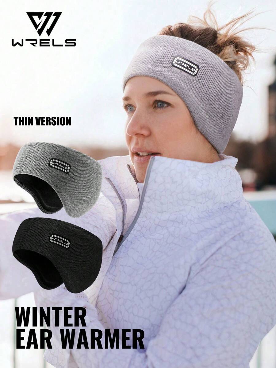 WRELS 1pc Winter Waffle Knit Ear Warmer, Breathable, Cycling And Skiing Helmet Ear Cover, Solid Color Soft Fleece Ear Muff