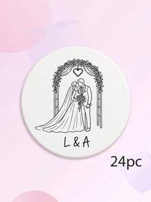 1/12/24pcs Custom Text Wedding Couple Line Art Coasters, Custom Wedding Favor Gifts For Guests, Newlywed Keepsake Home Tabletop Decoration - Multicolor - View 15