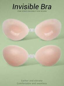 1pc Women's Invisible Bra Pads - Halter Neck Design, Seamless And Comfortable, Suitable For Backless Dresses And Wedding Gowns, Recommended To Buy One Size Larger Than Usual - Transparent - View 2