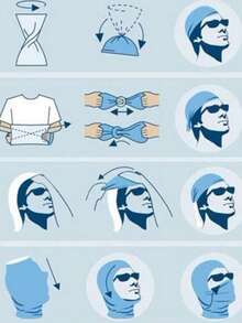 8pcs Men's Neck Gaiter Face Mask Headscarf Suitable For Daily Wear - Black - View 3