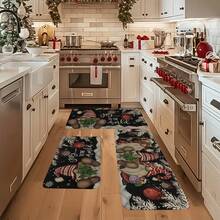 1/2/3pcs Christmas Theme Kitchen Rug, Flannel Kitchen Mat, Soft Comfortable Absorbent Non-Slip Machine Washable With Non-Slip Backing, Suitable For Multiple Scenes: Entrance, Living Room, Bedroom, Kitchen, Dining Room, Bathroom, Laundry Room, Hallway, Christmas Holiday Home Decor Floor Mat - Multicolor - View 5