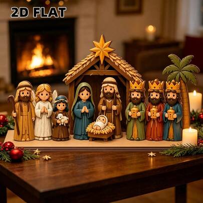 2D Flat Christmas Eve Decorative Sign, Party Decoration, Perfect Holiday Gift, Home, Religious Theme, Prayer, Desktop Office Ornament, Christmas, Halloween Decoration, Suitable For All Occasions, Vintage, Decorative Sign