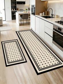 1pc Vintage Lace Pattern Kitchen Mat, 3.5mm Soft Rubber Material, Absorbent And Easy To Clean, Suitable For Hallway, Bathroom, Living Room, Outdoor Door Mat And Toilet Area, All Year Round, Suitable For Various Holidays - Multicolor - View 2