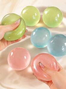 somoving Transparent Round Fidget Squeeze Toy, Slow‑Rebound Fluffy Squishy‑Plush, Soft Smooth Odorless Design, Elastic Non‑Sticky Stretchable Durable Play Toy, Cute Desk Stress Relief Squeeze Gift For Teen Girls, Office Relaxation Accessory - Multicolor - View 4