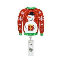 1pc Christmas Sweater Acrylic Retractable Badge Reel ID Holder For Nurses Students Teachers Holiday Gift - A - View 9