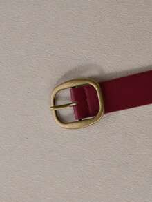 1pc Versatile Minimalist Fashion PU Leather Women's Belt - Burgundy - View 2