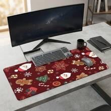 Holiday Christmas Print Large Extended Gaming Mouse Pad, Non-Slip Rubber Base, Smooth Sliding Surface, Multi-Functional Desk Mat For Computer Office Home Study, Holiday Abstract Desktop Decor - A - View 9