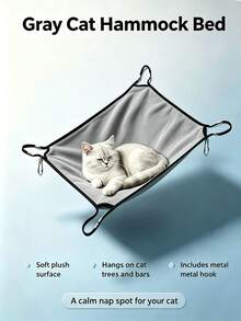 1pc Reversible Cat Hammock, Soft & Breathable Hanging Swing Bed With Adjustable Hooks, Washable Pet Hanging Bed, Suitable For Kittens And Small Animals, All Season - 50x40cm - View 9