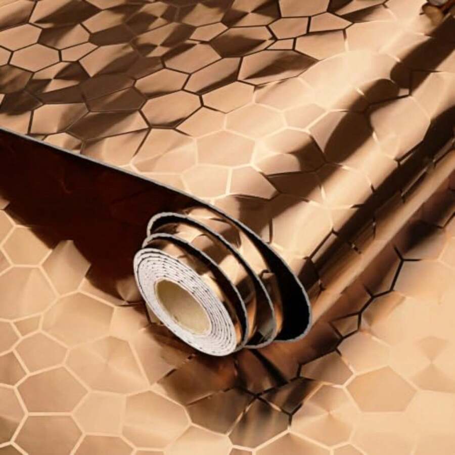 Rose Gold Metallic Wallpaper Peel And Stick Acoustic Wall Panels - Rose Gold - View 1