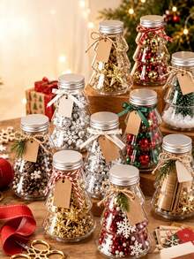 5pcs/Set Botol Bening Berbentuk Pohon Natal, Wadah Hadiah Liburan, Cocok untuk Dekorasi Natal, Dekorasi Meja Thanksgiving, Suvenir Pesta, dan Dekorasi Rumah - Clear - View 3
