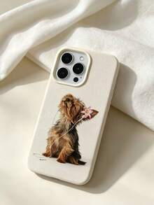 Casing Ponsel Anjing Yorkshire Terrier Lucu dengan Earphone Bunga, Hewan Realistis, Warna Beige, Pelindung Anti Guncangan - MultiWarna - View 5