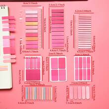 8 Styles Combination 1 Set Multi-Shape Index Labels PET Semi-Transparent Pink Series Sticky Notes Marker Tabs Student Textbook Record Tabs Reading Book Memo Stickers School Supplies Back To School Ultra-Thin Index Tabs - one-size - View 3
