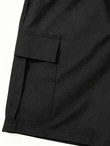 Celana Pendek Bermuda Kargo Fashion Pria, Pinggang Elastis dengan Tali Serut, Banyak Saku, Akhirnya Hadiah yang Tepat untuk Pria, Hitam - Hitam - View 5