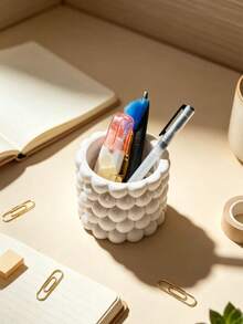 3D Printed Bubble Pearl Texture Pen Holder, Rounded Granular Design, Minimalist INS Style Desktop Practical Storage Organizer Decor - Bubble Pearl Texture Pen Holder - View 5