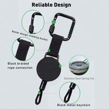 1pc Anti-Theft Retractable Phone Lanyard Black Polygon Carabiner Steel Wire Rope Outdoor Backpack Pendant Key Ring Anti-Loss Phone Tether With Belt Clip And Sliding Lock Suitable For Daily Office, Hiking, Travel, Skiing, Fishing - Casual Style - View 4