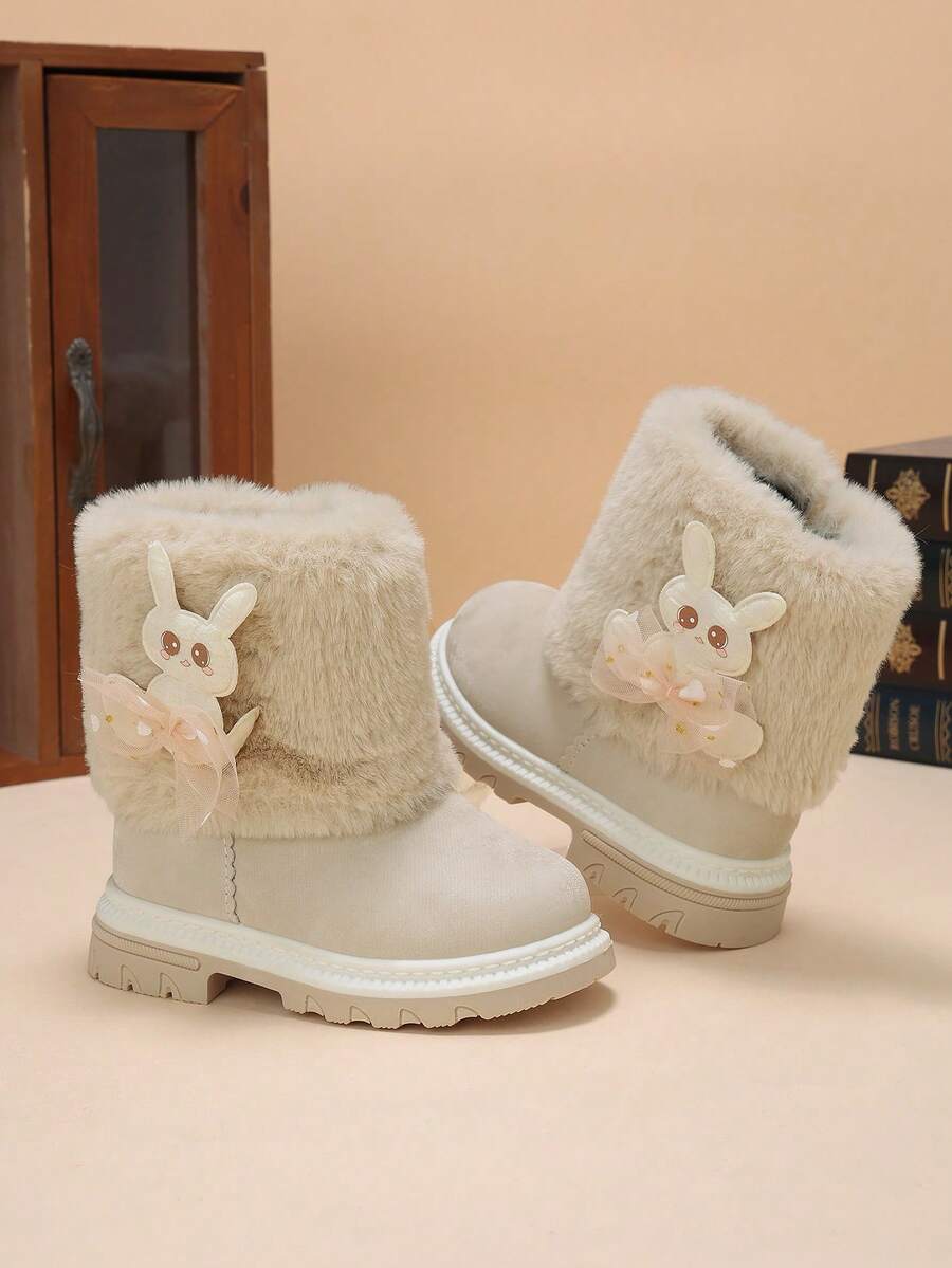 1 Pair Girls Rabbit Decor Lightweight Comfortable Warm Snow Boots ...