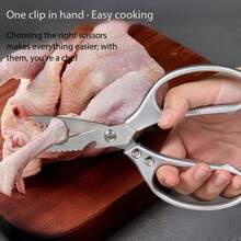 Practical Kitchen Poultry Shears, Sharp Stainless Steel Scissors For Processing Meat, Seafood And Vegetables Home Kitchen Supplies - Silver - Rust-resistant Chicken Bone Scissors - View 10
