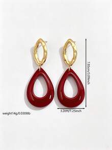 Betykuku 1 Pair European & American Old Money Street Fashion Green & Red Flower Pendant Earrings For Women & Girls, Daily Casual Party Jewelry Gift - Red Teardrop - View 6