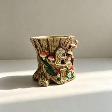 1PC Tree Stump Squirrel Resin Planter, Fairy Tale Style 3D Embossed Craft, Vivid And Cute Design. Suitable For Planting Succulents, Desktop Balcony Garden Decoration Ornament. - Squirrel Flower Pot - View 7