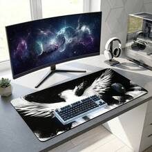 Angel Wings Pattern Extra Long Gaming Mouse Pad And Desk Mat Set, Non-Slip Durable Rubber Base, Smooth Surface Suitable For Computer Laptop Office Home, Abstract Art Decor, Back To School Supplies - A - View 8
