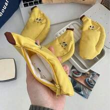 1pc Amazing Yellow Banana Shaped Multi-Function Desktop Storage Pencil Case, Mini ID Card, Coin, Loose Change, Identification Card Storage Bag, Girls Pencil Box, Suitable For Back To School Season Daily Use, Perfect Gift For Friends - A - View 2