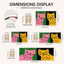 1pc Polka Dot Leopard Contrast Color Artistic Pattern Printed Faux Cashmere Kitchen Mat, Absorbent Kitchen Floor Mat, Kitchen Rug, Long Strip Foot Mat, Sink Front Mat, Suitable For Kitchen, Bathroom, Entryway, Hallway, Laundry Room And Home Decor - Multicolor - View 3