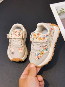 New 2026 Kids' Spring/Autumn Floral Vintage Sports Shoes, Non-Slip Sneakers For Girls - Red - View 3