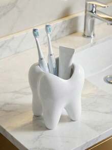 1/2pcs Toothbrush Holder With Teeth, Cute Bathroom Toothbrush Storage Cup, Suitable For Manual Toothbrush And Toothpaste, Small Dental Care Supplies, Home Bathroom Storage Organizer, Bathroom Accessories, Christmas Gift, Toothbrush Storage Rack - Multicolor - View 8