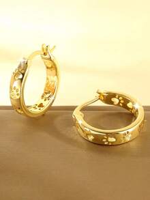1 Pair Exquisite Hoop Earrings For Women, Wedding, Engagement, Party, Jewelry, Valentine's Day Gift - Yellow Gold - View 2