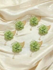 1/2/6 High-Quality Roses Decorated With Gold Foil And Small Beads, Can Be Used As Corsage Or Wrist Flower - Green - View 5