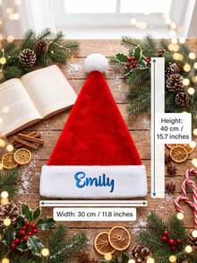 1pc Personalized Custom Name Christmas Hat, Soft Plush Red Christmas Hat, Suitable For Adults, Dogs And Cats, Customized Text Christmas Holiday Outfit Accessory, Family Christmas Party Photo Prop Set, Customized Holiday Gift - Multicolor - View 7
