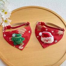 1pc Pet Christmas Triangle Bandana, Cute Dog Cat Christmas Triangle Scarf Decoration, Adjustable Pet Bib, Printed Snowman Triangle Bandana, Christmas Decoration, Pet Christmas Gift - Multicolor - View 9