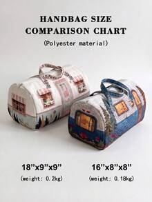 3D Visual Print Pastoral Style Weekend Tote Bag, Large Capacity Lightweight Durable Travel Bag, Vintage Camping Overnight Handbag, Women's Travel Essential - Multicolor - View 6