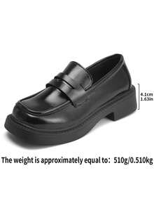 Black Thick Sole Loafers Women Versatile Commute Slip-On Shoes - Black - View 7