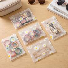 A Gift For Her/Him 30pcs Daisy Pattern Frosted Plastic Zipper Bags, Reusable Transparent Storage Bags For Cosmetics, Jewelry, Hair Accessories, Office Supplies, Crafts, Stationery Organization - Frosted Plastic Zipper Bag - View 7