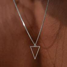 Men's Inverted Triangle Pendant Necklace, Stainless Steel Chain Necklace - Style 8 - View 1