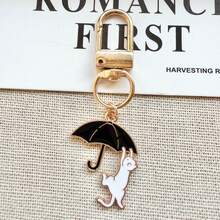 1pc Unisex Niche Healing Style Cat Keychain, Cute Black And White Kitten Metal Pendant, Artistic Backpack Charm, Bag Key Hanger - Multicolor - View 4