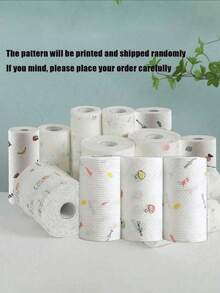 Washable Kitchen Paper Towels, Disposable Cleaning Wipes, Strong Absorbency, Non-Greasy, Roll Format, Random Pattern, Suitable For Kitchen, Car, Living Room, Bathroom, Bedroom And Other Places, Kitchen Cleaning Essential - A - View 5