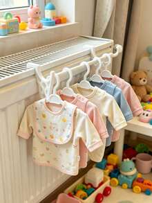 2Pcs No‑Drill Radiator Hooks, Multi‑Function Plastic Drying Rack Hanger, Space‑Saving Adhesive Wall‑Mount Organizer For Towels, Clothes, Garments, Quick‑Install Lightweight Laundry Storage Solution For Bedroom Bathroom Kitchen Apartment Living - Multicolor - View 3