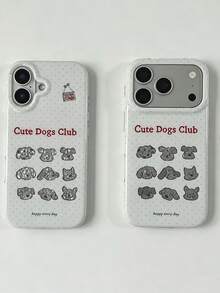 1pc Niche Retro Puppy Club Illustration Phone Case, Bumper Anti‑Fall Protective Shell, Fit For Daily Social & Relax Time, Thoughtful Holiday Gift For Men And Women, Compatible With IPhone11 12 13 14 15 16 17 18 Pro Max - Multicolor - View 5