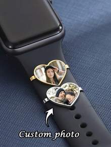 1PC [Customized]Personalized Sublimation Heart-Shaped Watch Decoration, Personalized Photo Watch Jewelry Pendant, Women's Craft, Watch Charm, Anniversary Gift, Wedding Gift, Customized Photo Gift, Customized Birthday, Anniversary Gift, Christmas, Halloween Gift, Valentine's Day Gift - Multicolor - View 1